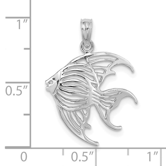 14K White Gold Cut-Out Angelfish Charm Jewelry